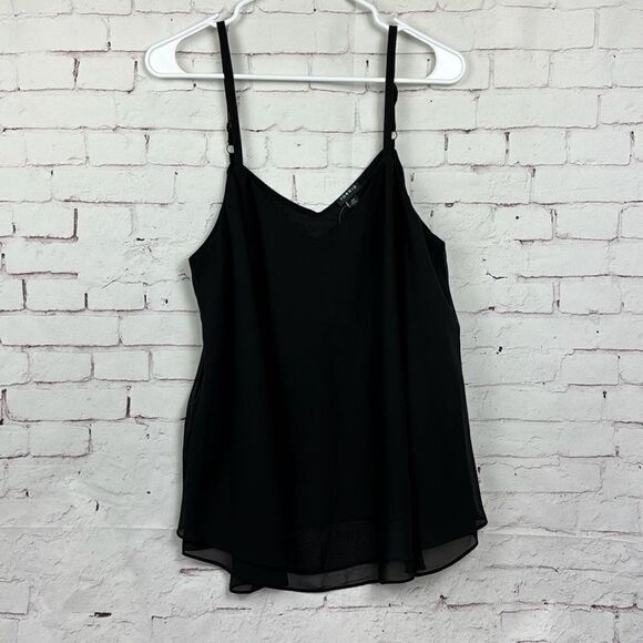 Torrid Shirt Womens 00 M/L Cami Tank Top Spaghetti Strap Semi Sheer Casual Black - Picture 1 of 8